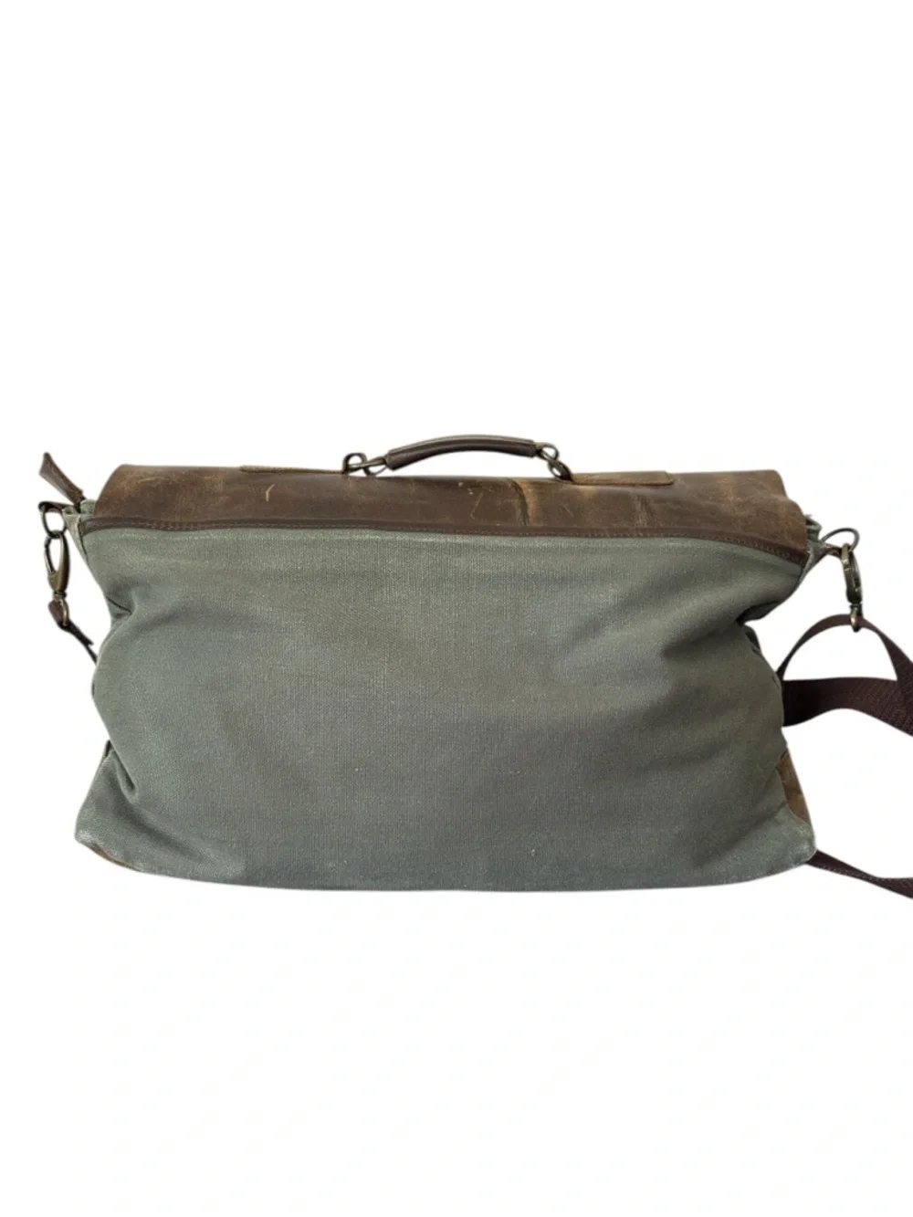 Devil‎ Hunter Handmade Distressed Leather & Canvas Slouchy Messenger Bag Laptop